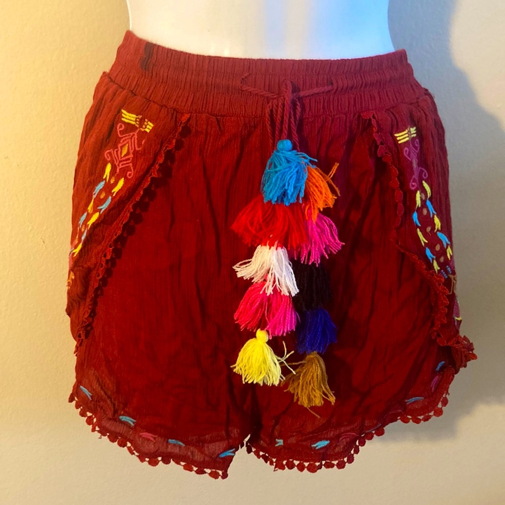 Embroidered Tassel Shorts